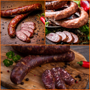 ZESTAW KIEŁBAS: Polska surowa 300g + pieczona 300g + jałowcowa 300g